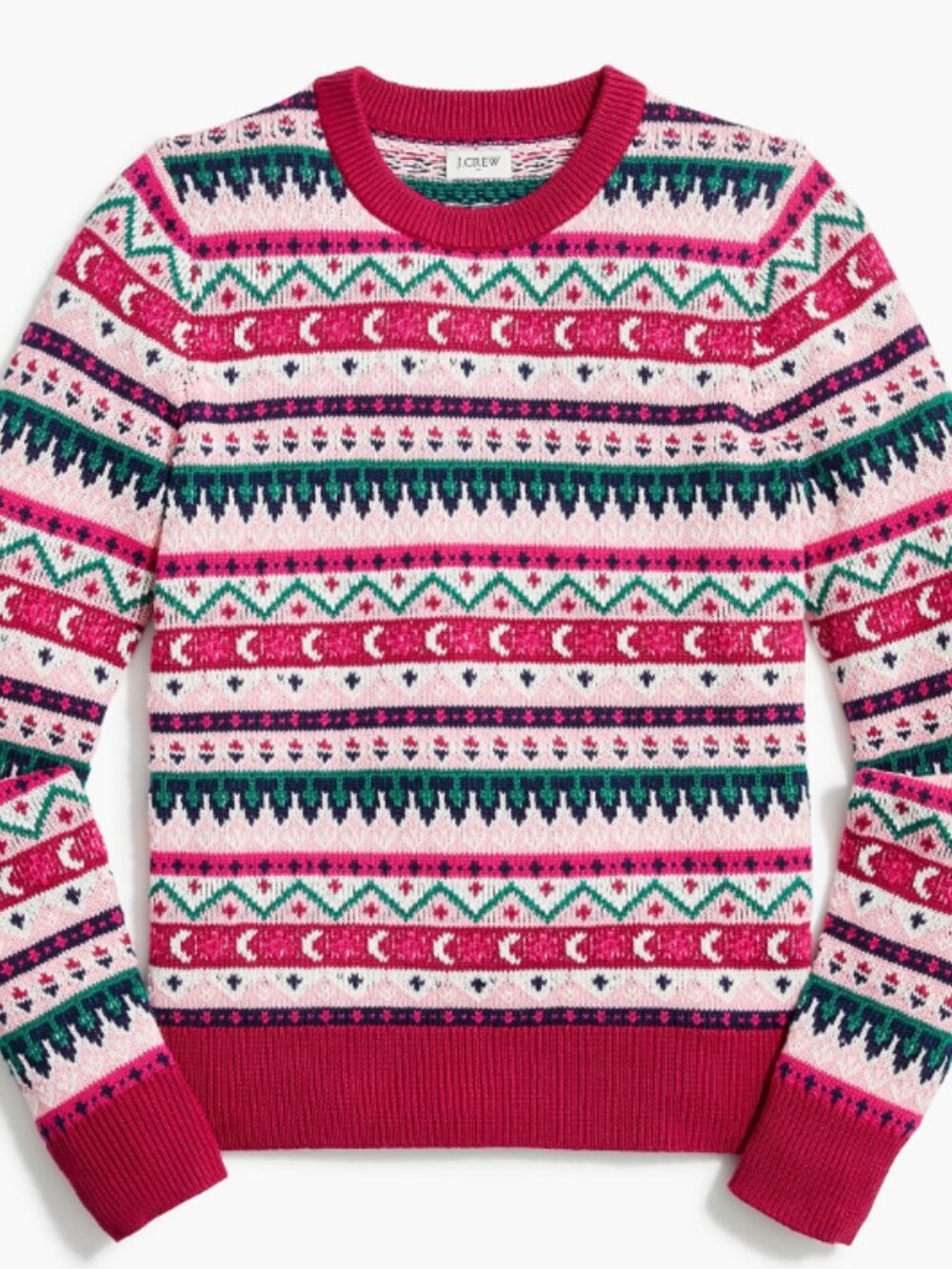 J. Crew Fair Isle Cotton Sweater Crew Neck Cabincore Fall Winter Preppy Sz Small